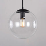 Industrial Globe Pendant Lighting - Wide 1-Light Clear Glass Ceiling Light (6’/8’/12’)