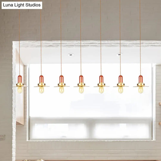 Industrial Gold Finish Tandem Pendant Light With Multiple Bulbs - Perfect For High Ceiling Areas