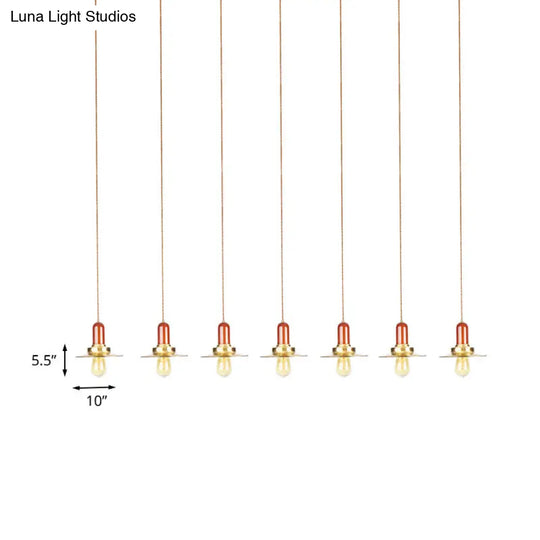 Gold Finish 3/5/7-Bulb Industrial Metallic Pendant Lamp - Multiple Hanging Lights For Ceiling