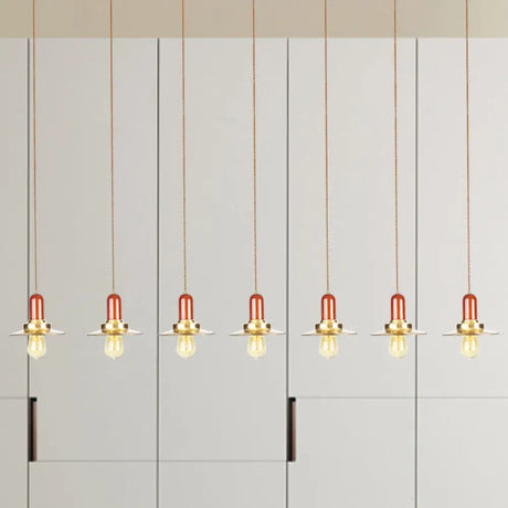 Industrial Gold Finish Tandem Pendant Light With Multiple Bulbs - Perfect For High Ceiling Areas 7 /