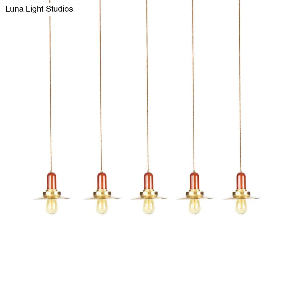 Gold Finish 3/5/7-Bulb Industrial Metallic Pendant Lamp - Multiple Hanging Lights For Ceiling