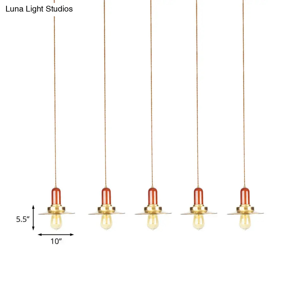 Gold Finish 3/5/7-Bulb Industrial Metallic Pendant Lamp - Multiple Hanging Lights For Ceiling