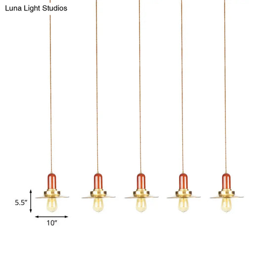 Gold Finish 3/5/7-Bulb Industrial Metallic Pendant Lamp - Multiple Hanging Lights For Ceiling