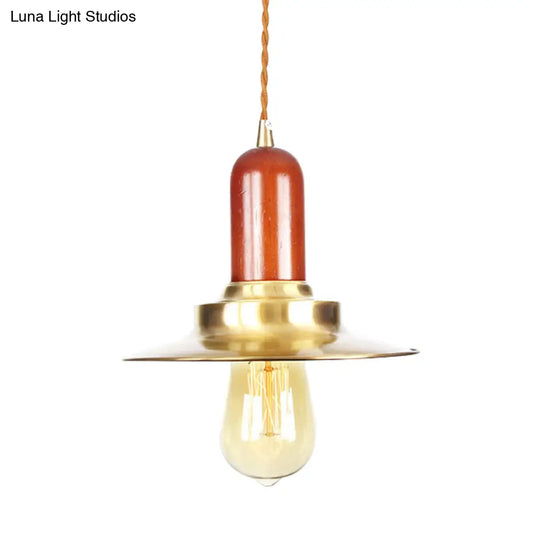 Industrial Gold Pendant Lighting - Flat Shape Bulb Fixture With Metallic Finish For Stylish Ceiling