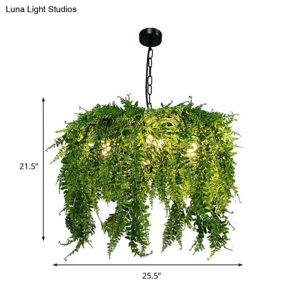 Industrial Green Plant Design Metal Chandelier 5 Lights Restaurant Ceiling Light 21.5/25.5 Wide
