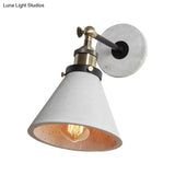 Industrial Grey Wall Mounted Light - Adjustable Cone/Cylinder/Bowl Bedroom Sconce