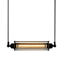 Industrial Iron 1-Light Black Pendant Hanging Light Fixture - Tube Kitchen Bar Suspension