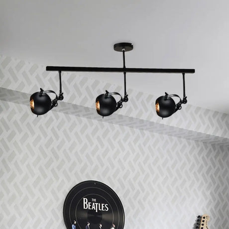 Industrial Iron Dome Restaurant Semi Flush Mount Ceiling Light Fixture With Linear Design - 2/3
