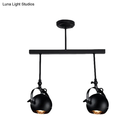 Industrial Iron Dome Restaurant Semi Flush Mount Ceiling Light Fixture With Linear Design - 2/3