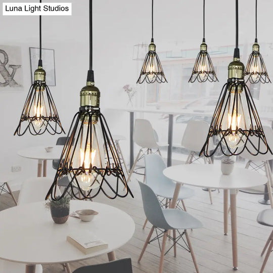 Industrial Iron Flower Pendant Light Ceiling Fixture For Bar - Hanging Cord Included