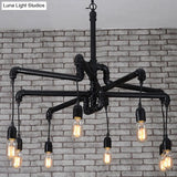 Industrial Iron Pipe Chandelier With 4/6 Lights - Black/Bronze Suspension Pendant For Dining Table