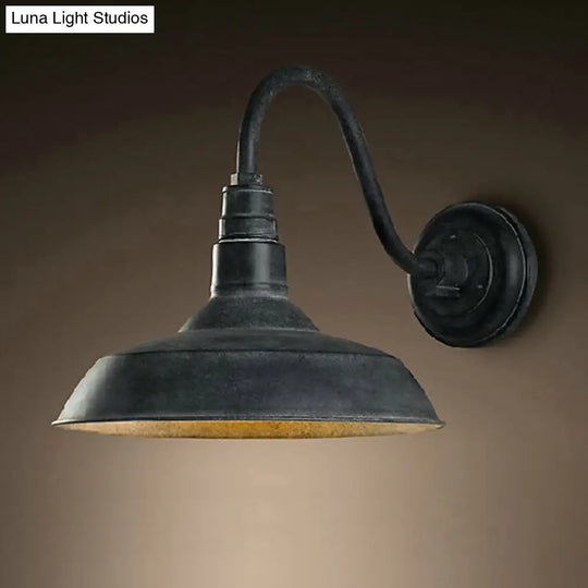 Industrial Iron Wall Light Fixture - Single-Bulb Mount Lighting Pot Lid Design Black-Gray
