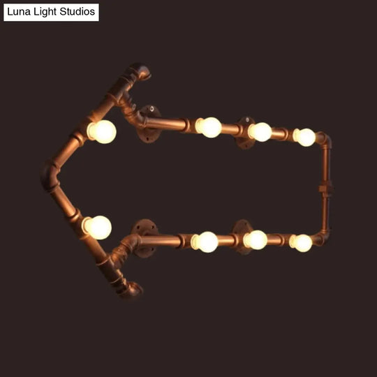 Industrial Iron Wall Sconce With Black/Copper Arrow Design & 8 Lights Living Room Book Rack Light