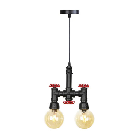 Industrial Led Pendant Chandelier With Amber/Clear Glass Shades - Hanging Light Kit For Restaurants