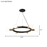 Industrial Loft Black Metal Pendant Lamp - Circle Ceiling Lighting Fixture For Living Room