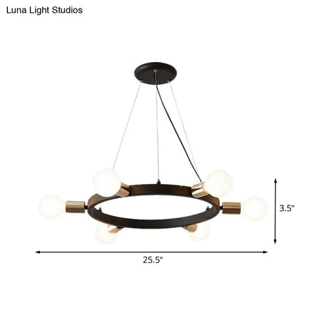 Industrial Loft Black Metal Pendant Lamp - Circle Ceiling Lighting Fixture For Living Room