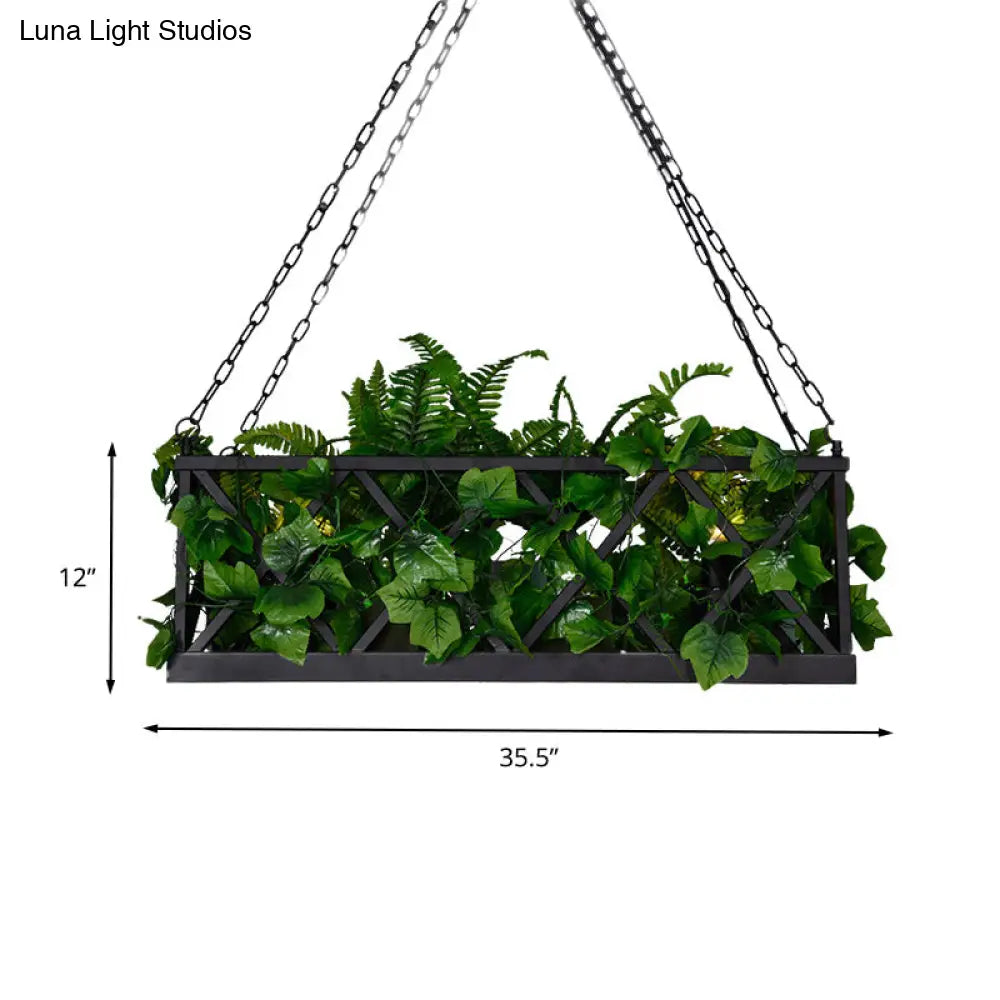 Industrial Metal 2-Head Black Rectangular Island Lighting Fixture - Led Ceiling Light For