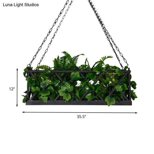 Industrial Metal 2-Head Black Rectangular Island Lighting Fixture - Led Ceiling Light For