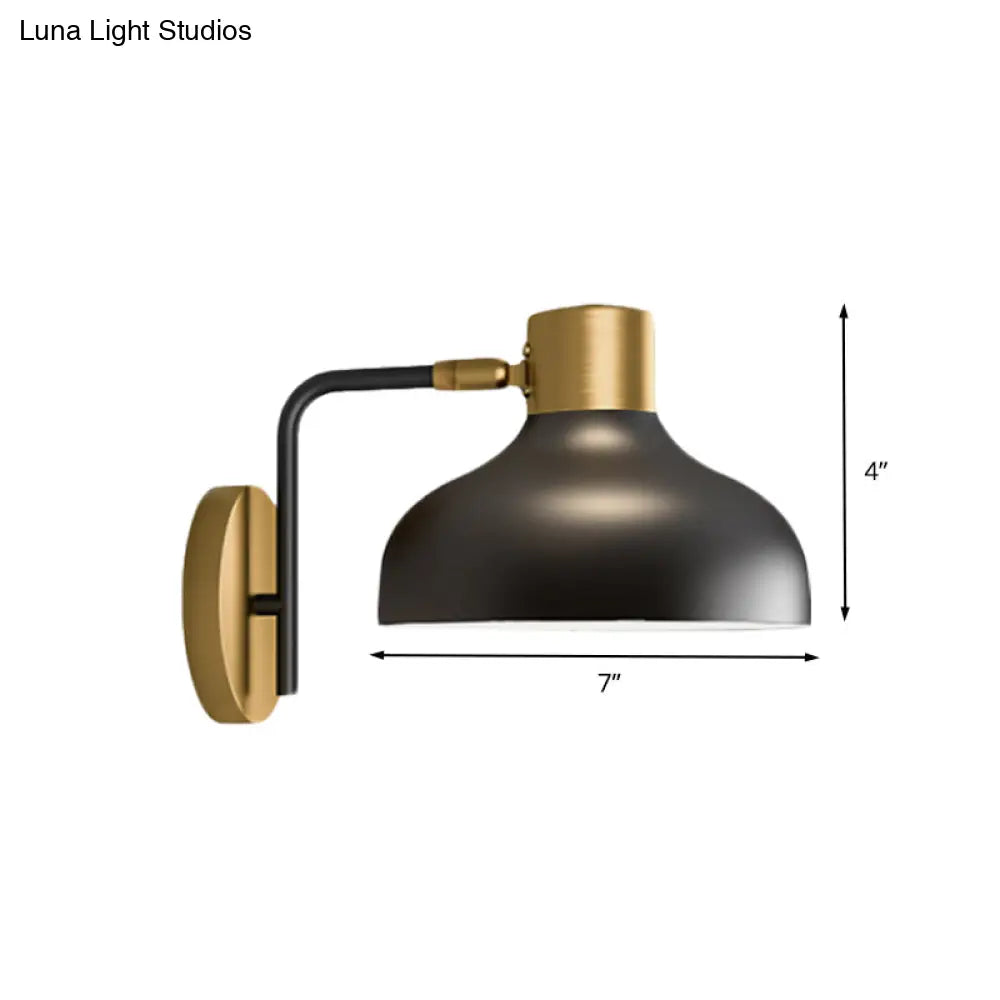 Industrial Metal Barn Sconce Lamp: Black Bedside Wall Mount With Plug-In Cord