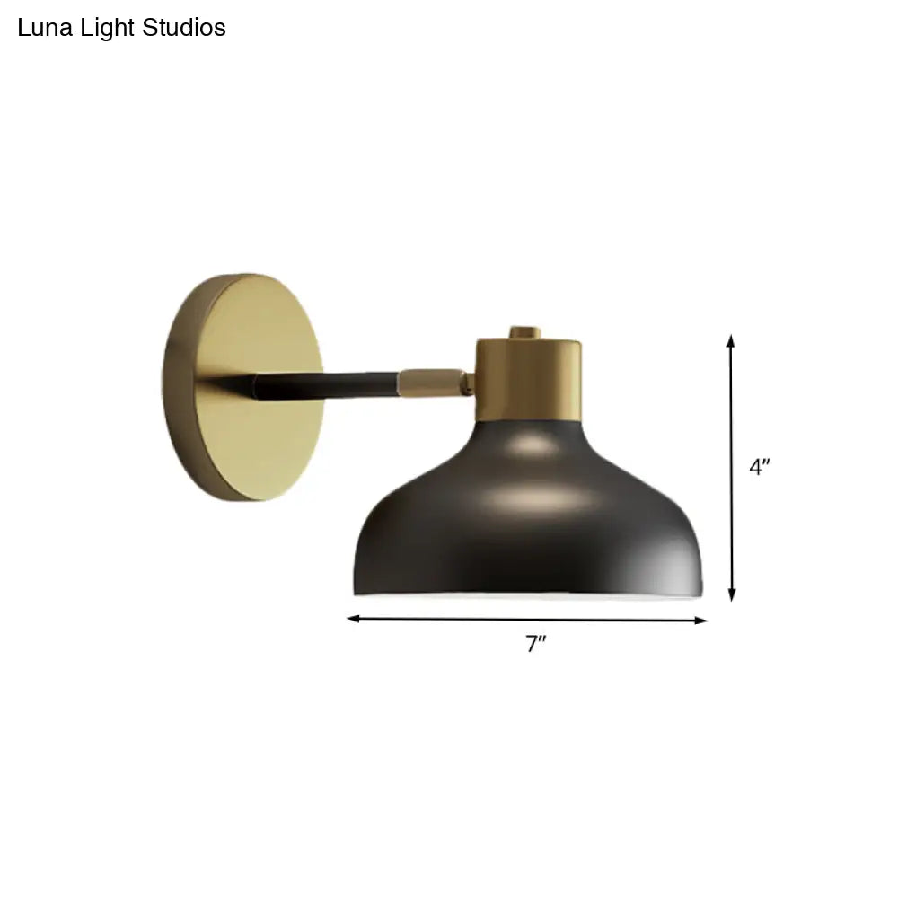 Industrial Metal Barn Sconce Lamp: Black Bedside Wall Mount With Plug-In Cord