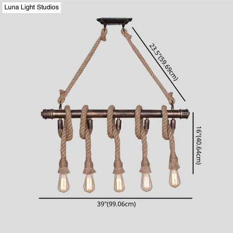 Industrial Metal Beige Chandelier Lighting Fixture For Linear Restaurant Island
