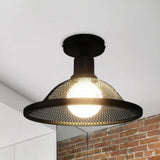 Industrial Metal Bell Shade Ceiling Light - Stylish & Semi Flush Black