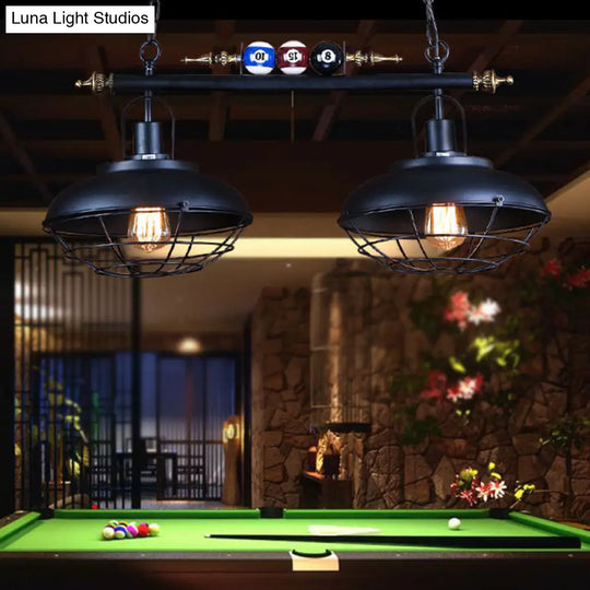 Industrial Metal Billiards Island Light For Restaurants With Bowl Shade