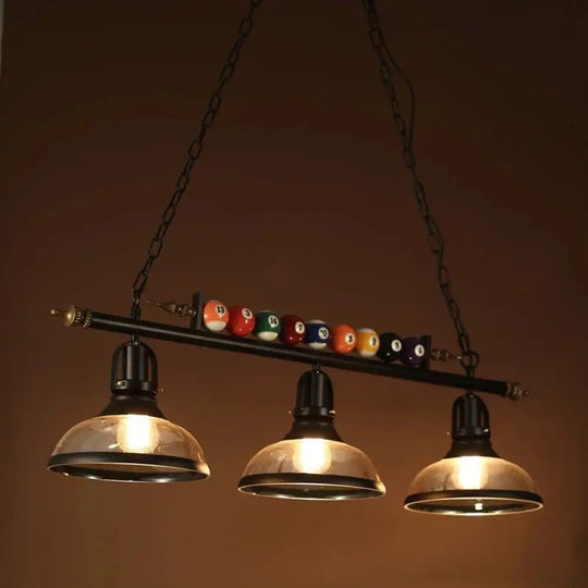 Industrial Metal Billiards Island Light For Restaurants With Bowl Shade 3 / Cognac