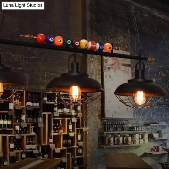 Industrial Metal Billiards Island Light For Restaurants With Bowl Shade