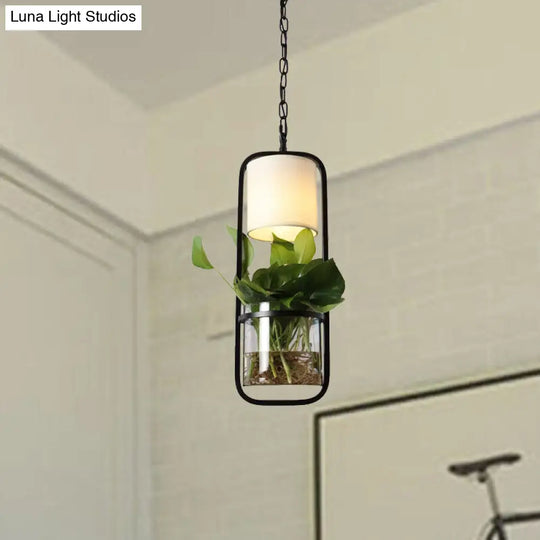 Industrial Led Black Metal Pendant Lamp - Rectangular Down Lighting For Restaurants