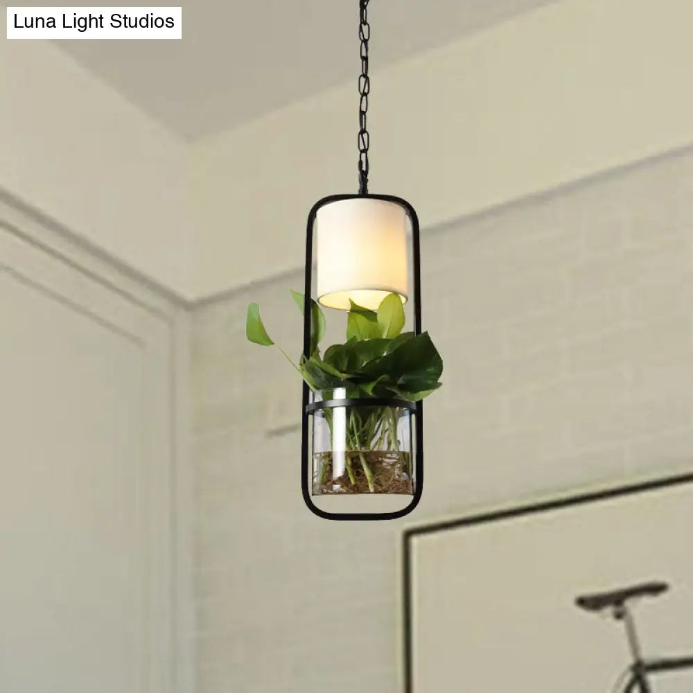 Industrial Metal Black Pendant Lamp - 1 Head Led Down Lighting For Restaurants