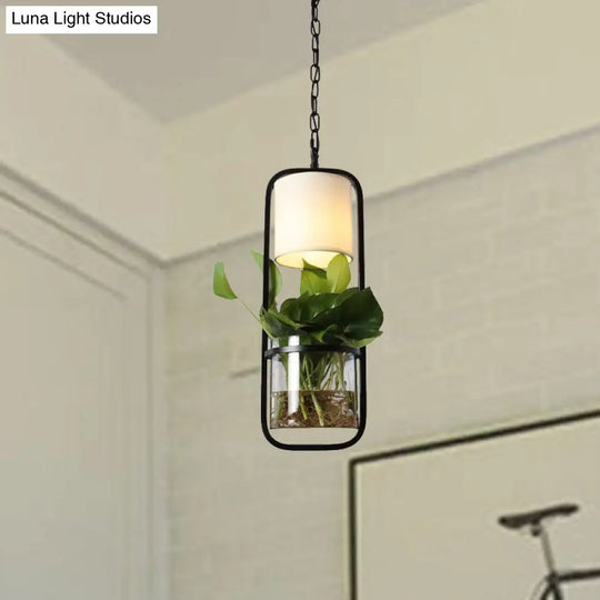 Industrial Metal Black Pendant Lamp - 1 Head Led Down Lighting For Restaurants