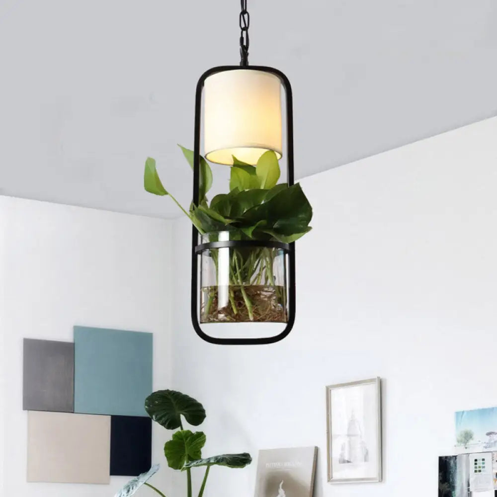Industrial Metal Black Pendant Lamp - 1 Head Led Down Lighting For Restaurants