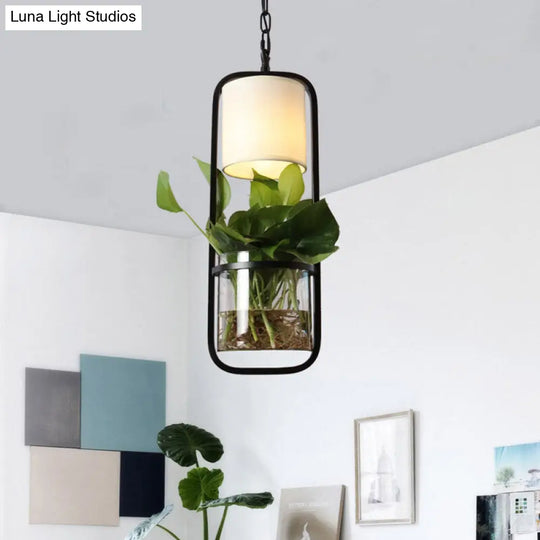 Industrial Led Black Metal Pendant Lamp - Rectangular Down Lighting For Restaurants