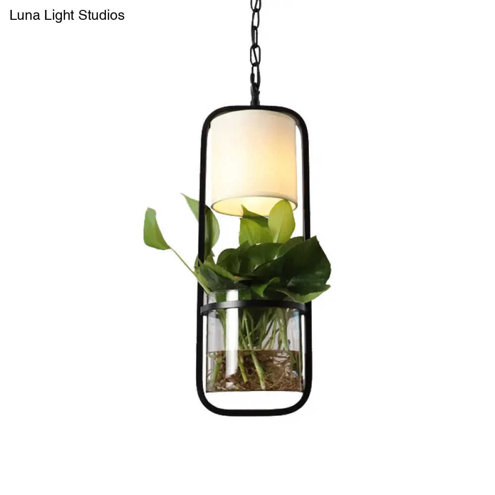 Industrial Metal Black Pendant Lamp - 1 Head Led Down Lighting For Restaurants