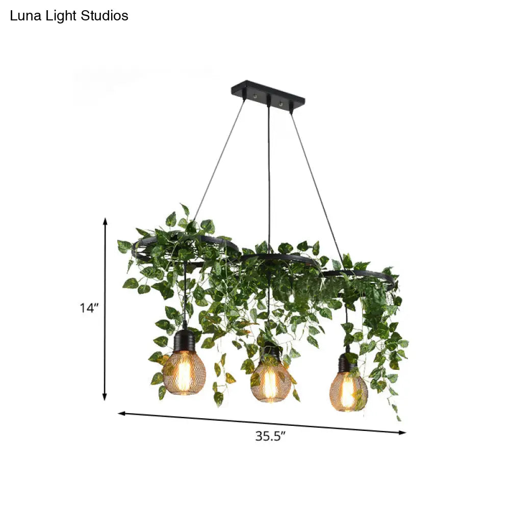 Industrial Metal Cluster Pendant With 3 Heads Warehouse Black Wheel Design Dining Room Hanging Lamp