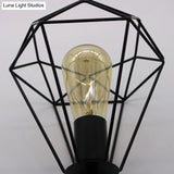 Industrial Metal Diamond Cage Pendant Light - Set Of 3 Multi Hanging Lights For Restaurants