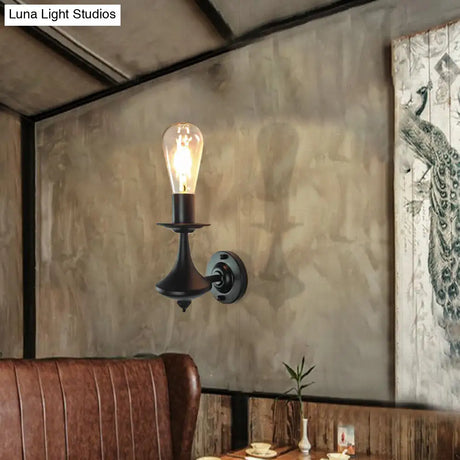 Industrial Metal Exposed Bulb Wall Sconce Light Fixture 1/2 For Dining Room