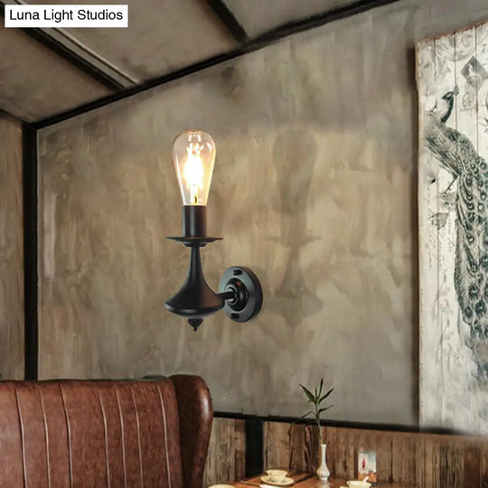 Industrial Metal Exposed Bulb Wall Sconce Light Fixture 1/2 For Dining Room