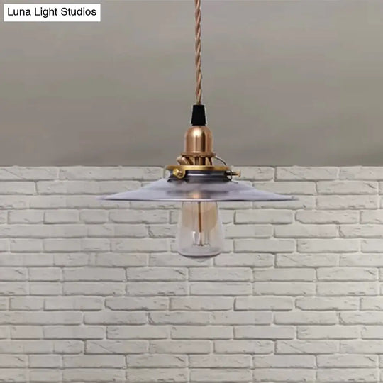 Industrial Farmhouse Pendant Light With Brass Finish And Hanging Cord