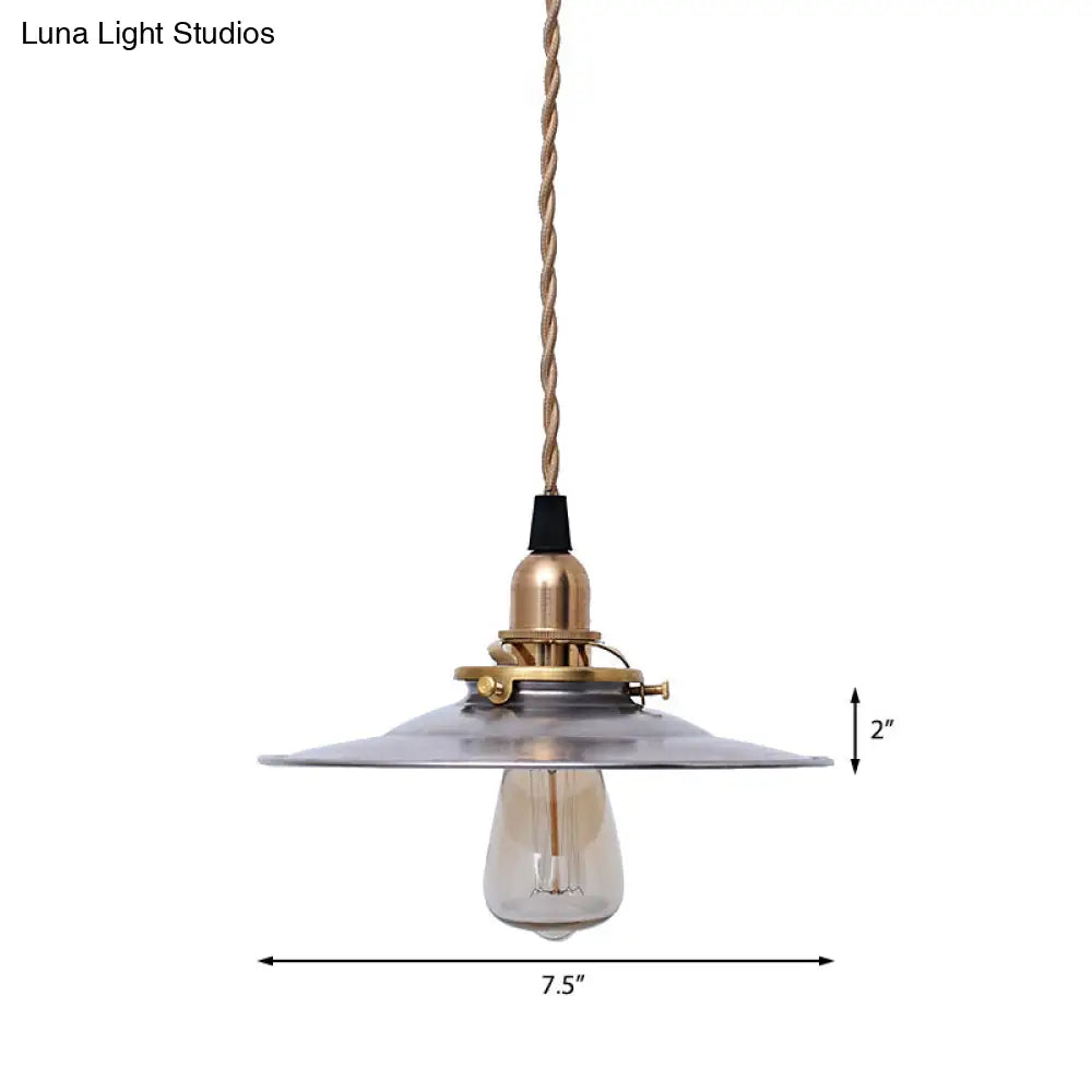 Industrial Metal Farmhouse Pendant Light With Brass Finish And Hanging Cord