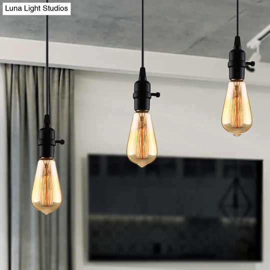Industrial Metal Hanging Lamp Black Exposed Bulb Adjustable Cord - Perfect For Restaurants