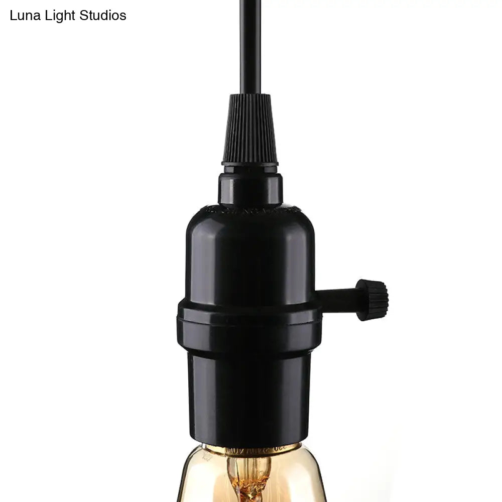 Industrial Metal Hanging Lamp Black Exposed Bulb Adjustable Cord - Perfect For Restaurants