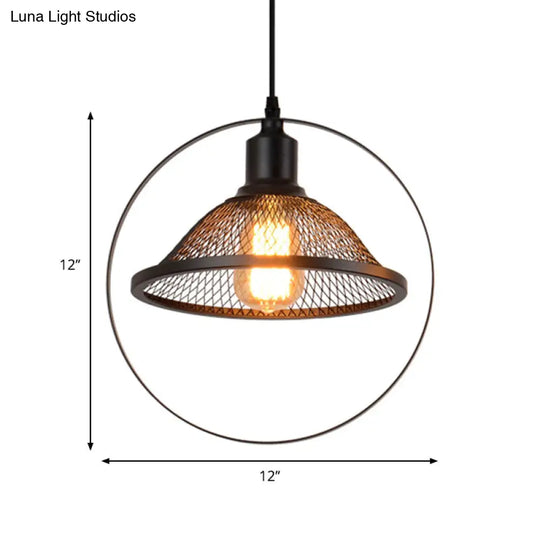 Industrial Black Metal Pendant Light For Living Rooms