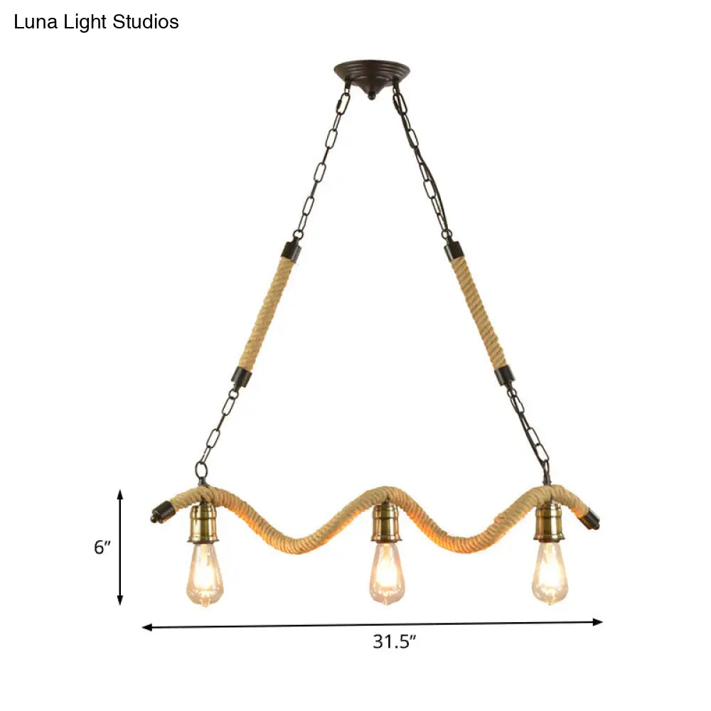 Industrial Metal Island Pendant Light Fixture With Exposed Bulbs - Beige 3 Lights