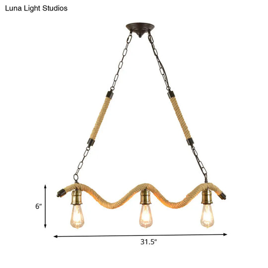 Industrial Metal Island Pendant Light Fixture With Exposed Bulbs - Beige 3 Lights