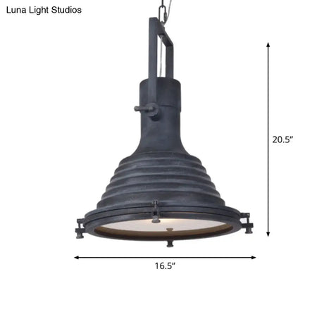 Industrial Metal Pendant Ceiling Lamp: Single-Shade Suspension Lighting For Bistro