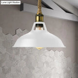 Industrial Metal Pendant Lamp: Barn-Style Shade 1 Light Black/White Ceiling Fixture With Hanging