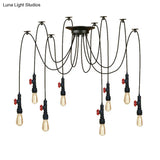 Industrial Metal Pendant Lamp With Valve And Pipe Design - Black 2/3 Lights Kitchen Ceiling Fixture