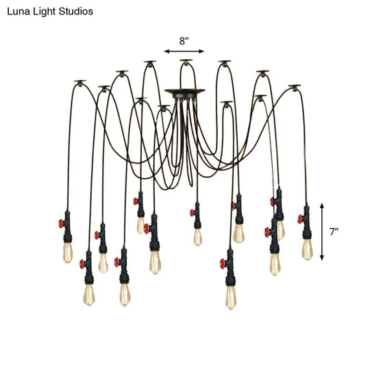 Industrial Metal Pendant Lamp With Valve And Pipe Design - Black 2/3 Lights Kitchen Ceiling Fixture